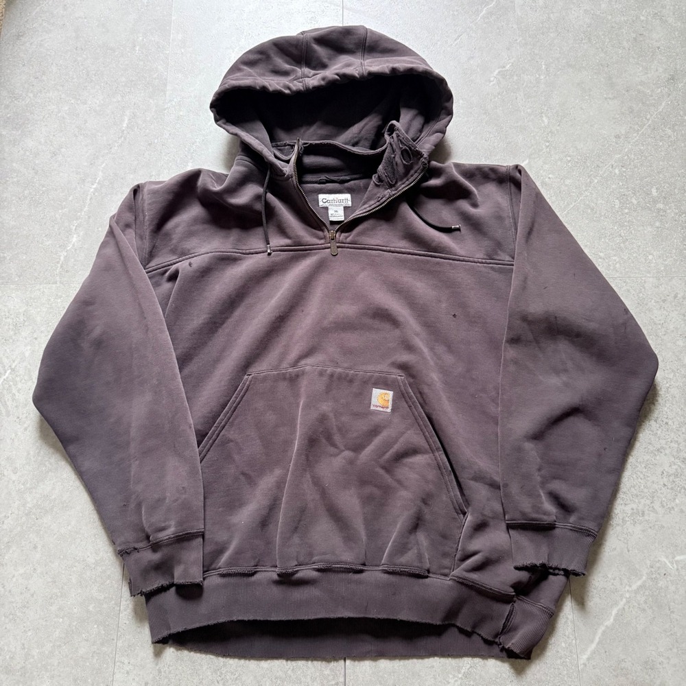 Vintage Sun Faded Carhartt Quarter Zip Hoodie XL